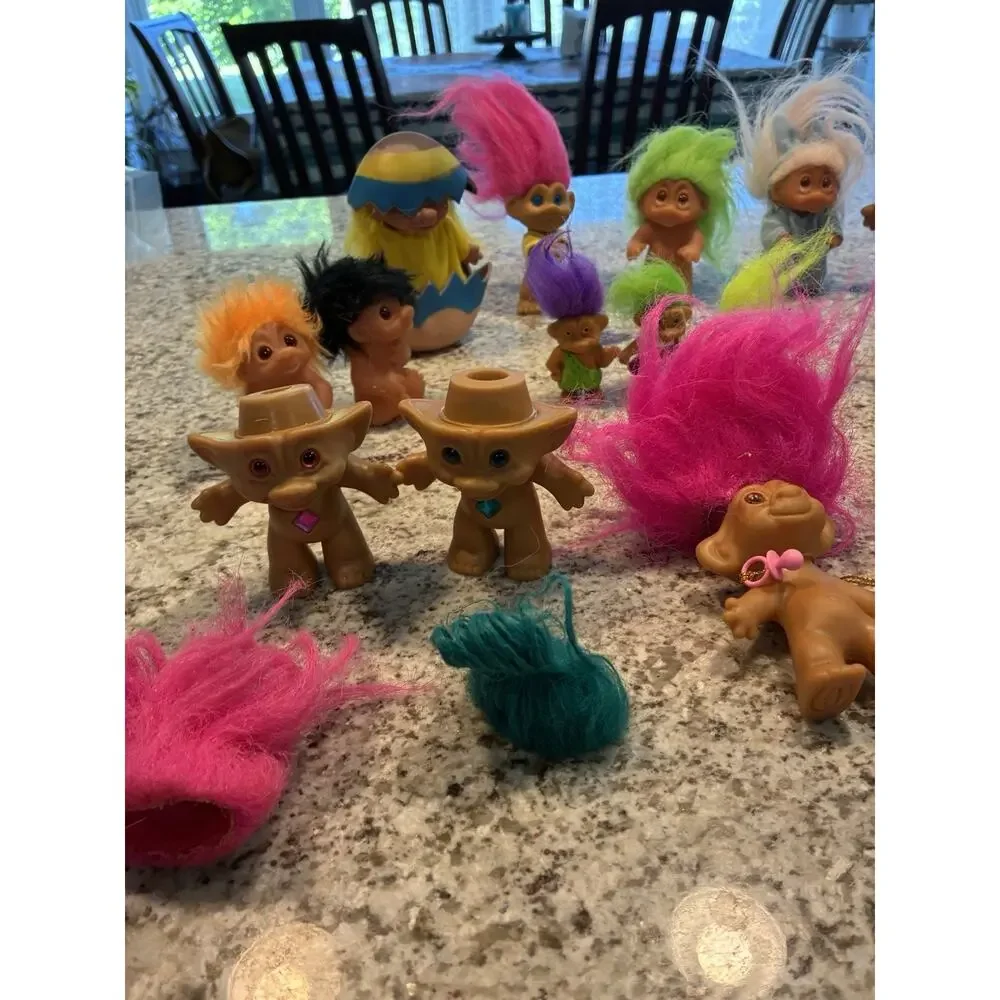 Vintage Troll Dolls Large Lot of 20 Collectible Bundle Original Hair Accessories